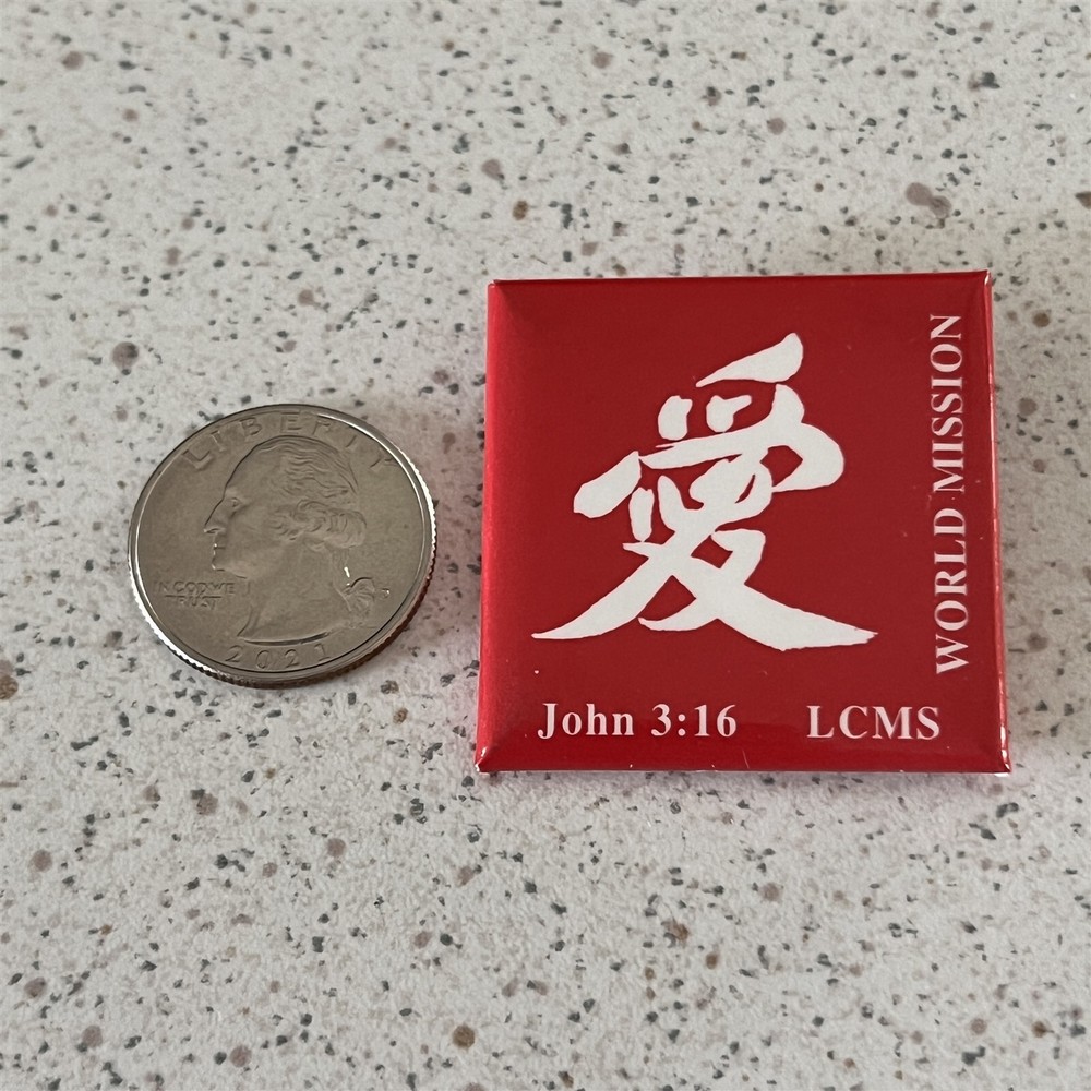 LCMS World Mission John 3:16 Religious Pinback Button #47872