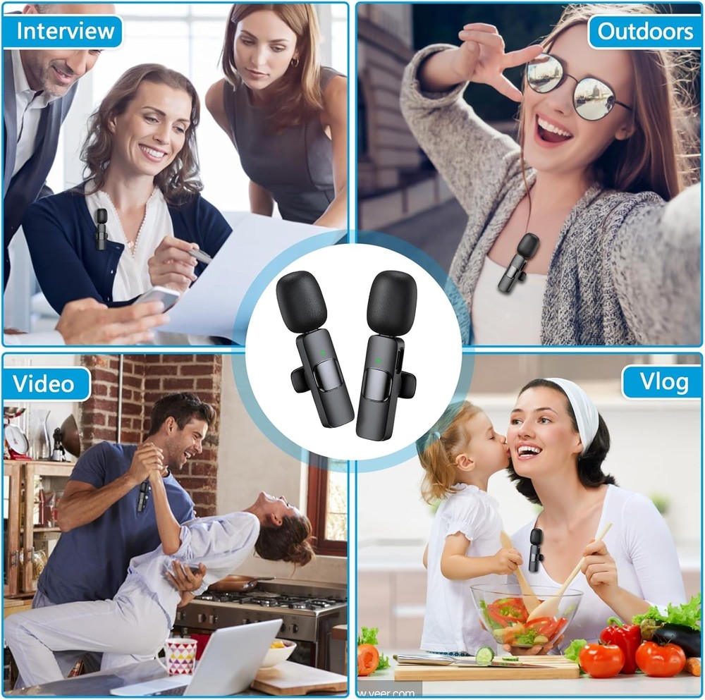 RICCHI 2 Pack Wireless Microphone USB C for iPhone 15-16 Android Phone, Professi