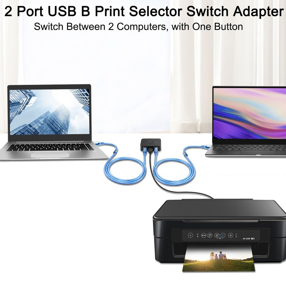 USB2.0 Printer Sharer Switcher 2 Port USB B Print Selector Switch Adapter, 2 ...