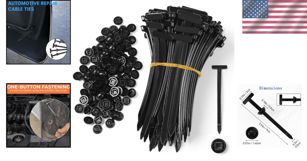 Versatile 100 Pcs Nylon Zip Ties – One-Button Locking for Secure Vehicle Fixes