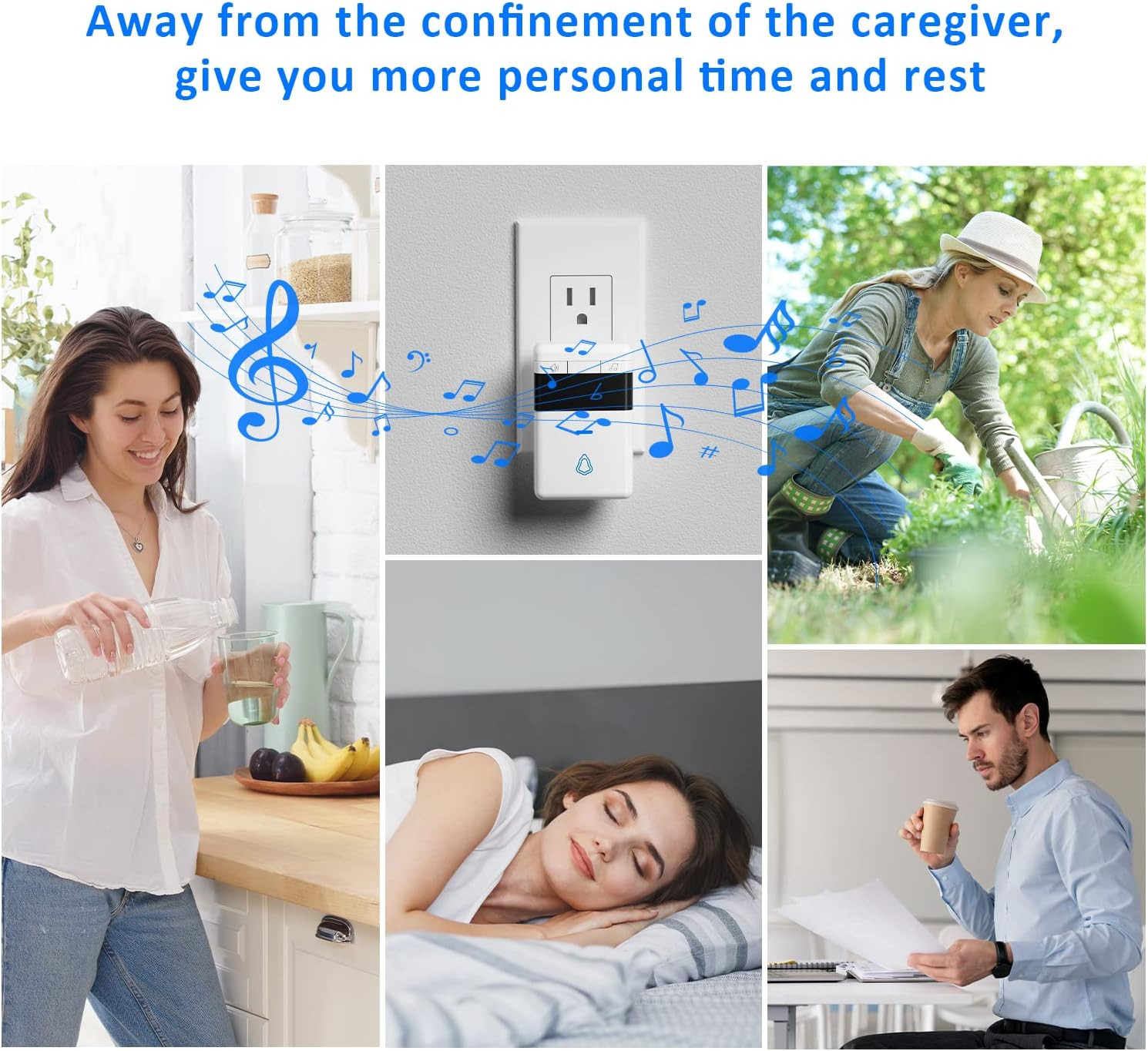 Caregiver Pager, Wireless Call Button for Seniors/Elderly at Home, 2 SOS Button