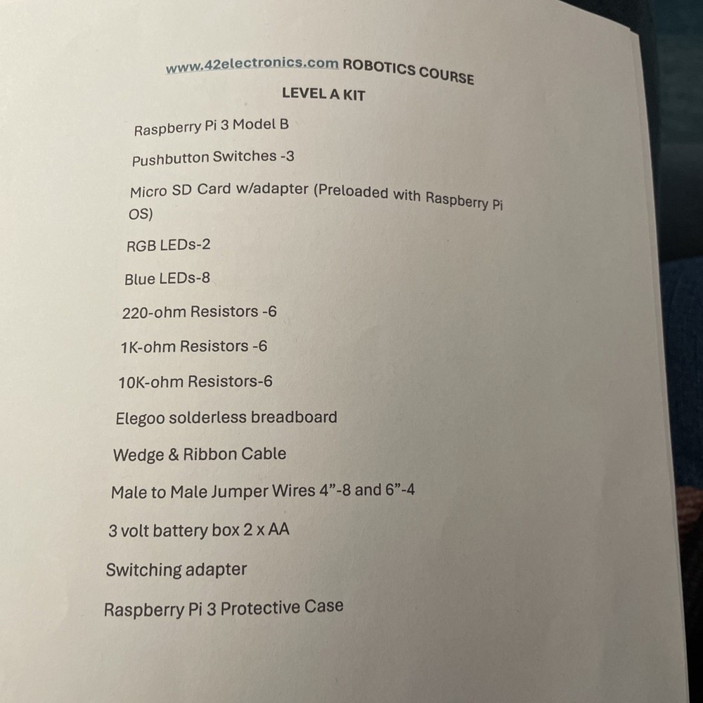 Open Box 42 Electronics Intro To Robotics Programing Raspberry Pie Level A B C D