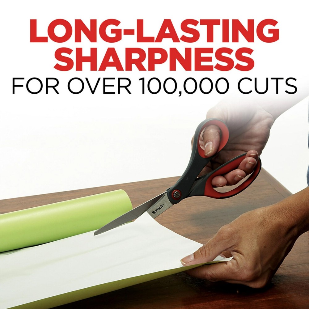 Scotch Precision Ultra Edge Scissors, 8 inch scissors 3-Pack, Assorted Colors