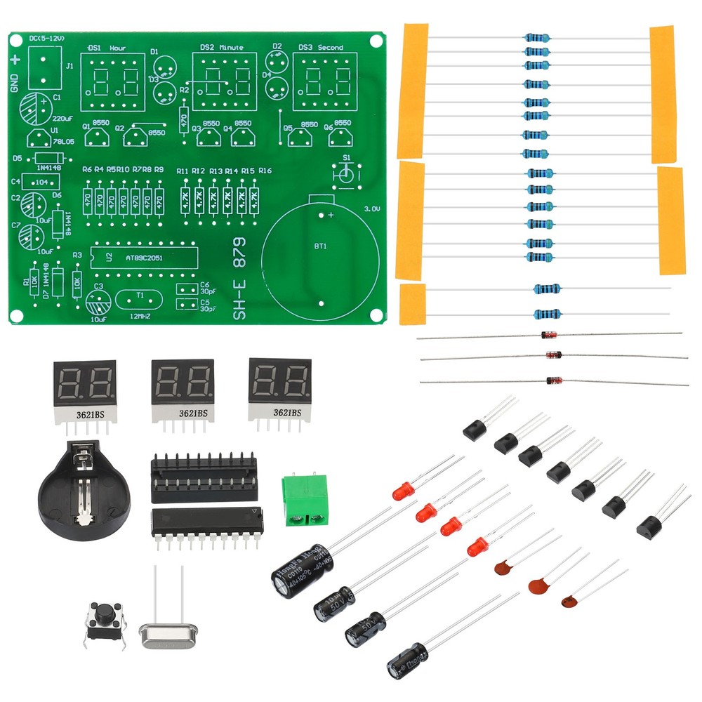 Soldering Practice Board, 2 Set Electronics Kit PCB Board DIY Alarm Clock  5-12V