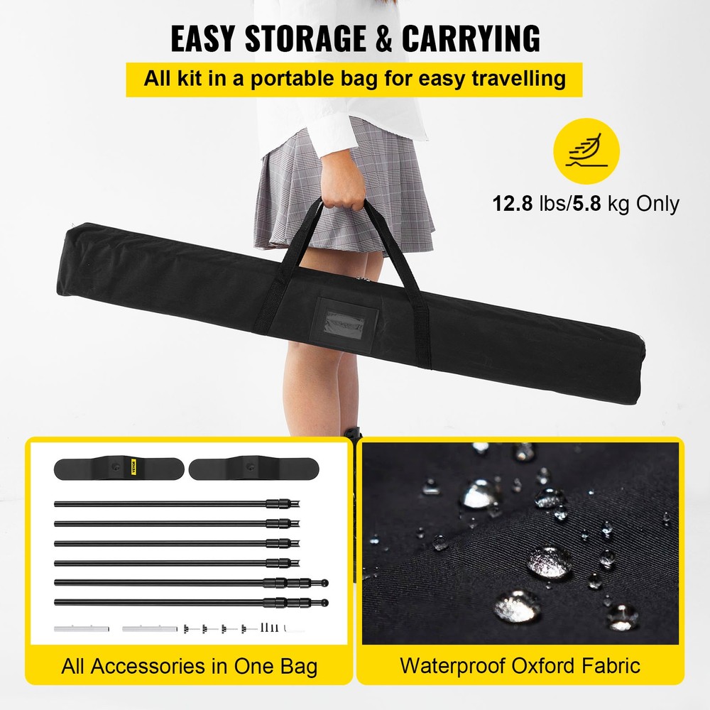 Telescopic Backdrop Banner Stand Adjustable Retractable with Carrying Bag