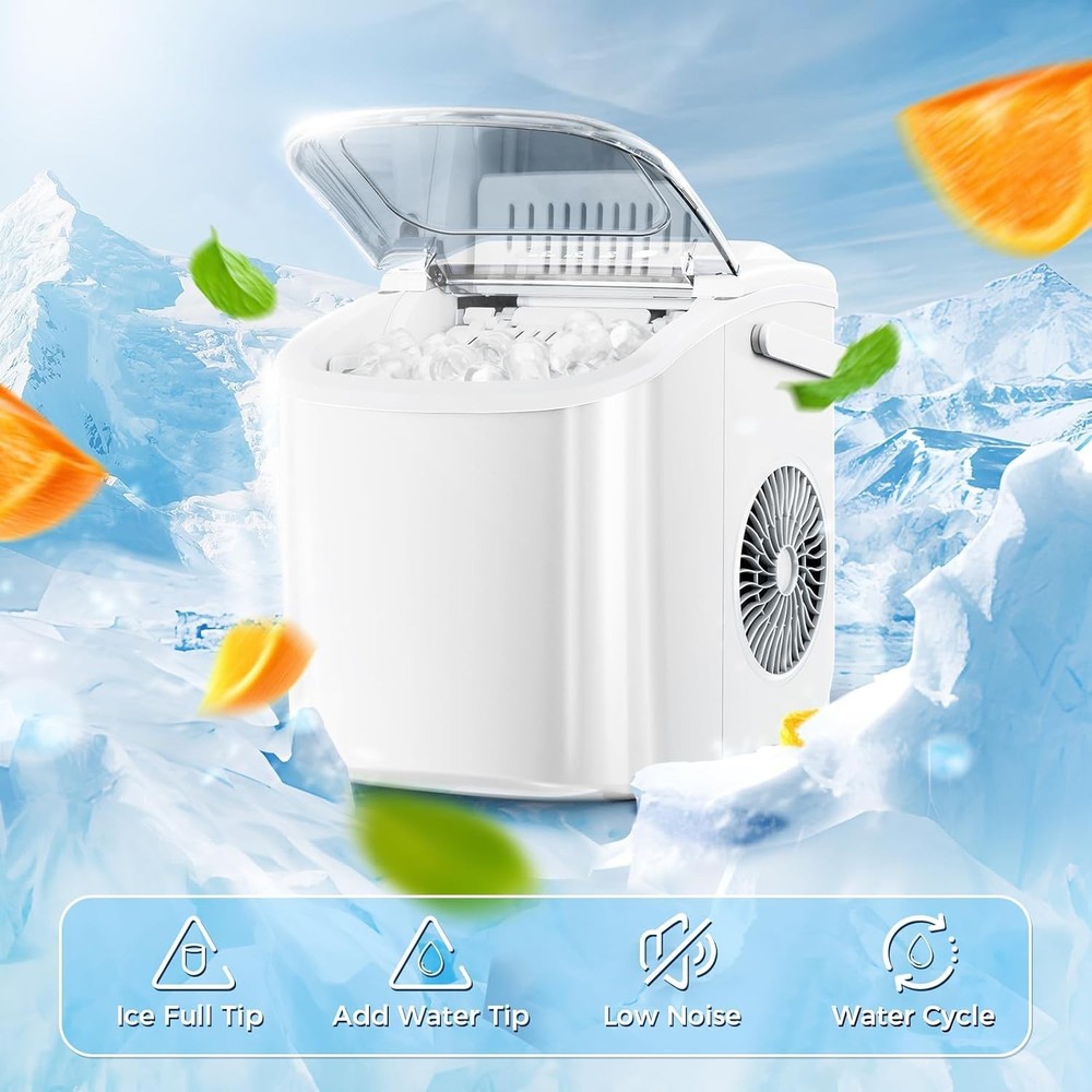 Efficient Portable Ice Machine - 1L Capacity, Automatic Cleanup, Energy-Saving