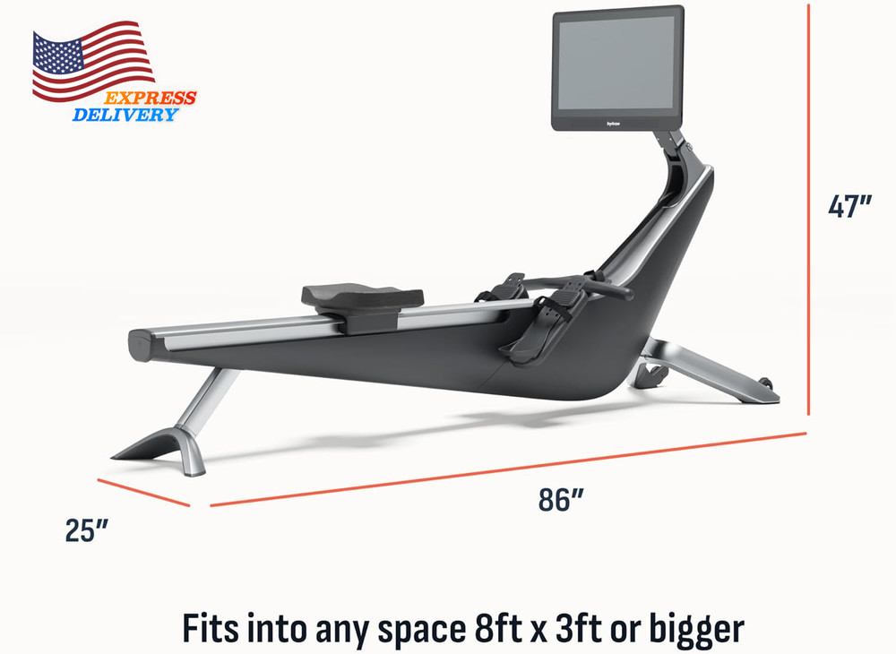 Origin Rowing Machine with Immersive 22" HD Rotating Screen Stows Upright