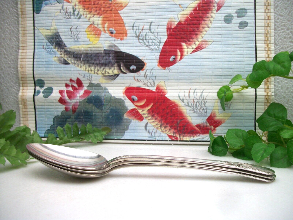 3 International Rogers AVALON Cabin Silverplate Solid Serving Spoons 1940