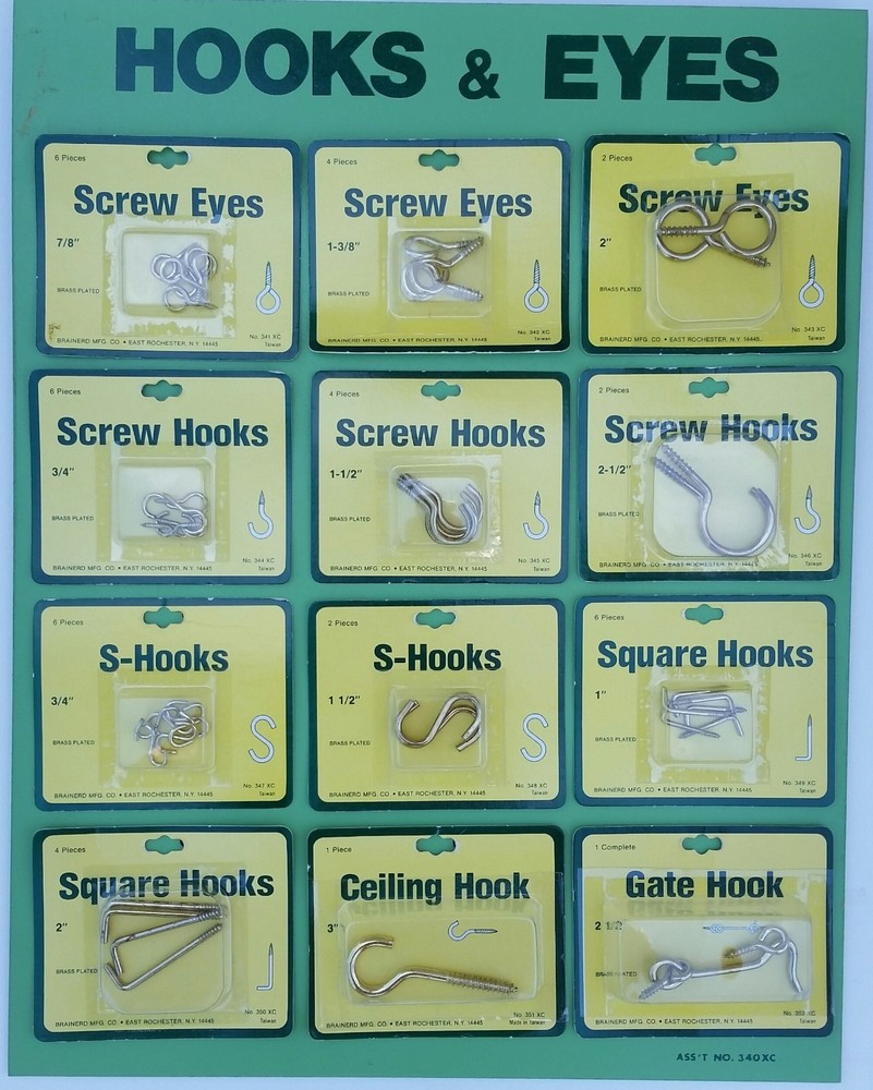 Brainerd #455XC Hardware Assortment        1980's       107 Pcs. & Display Board