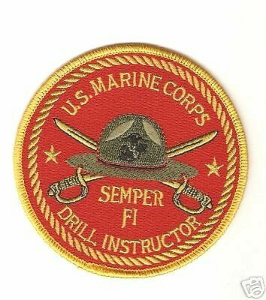USMC MARINE CORPS DRILL INSTRUCTOR DI EMBROIDERED 4"  PATCH