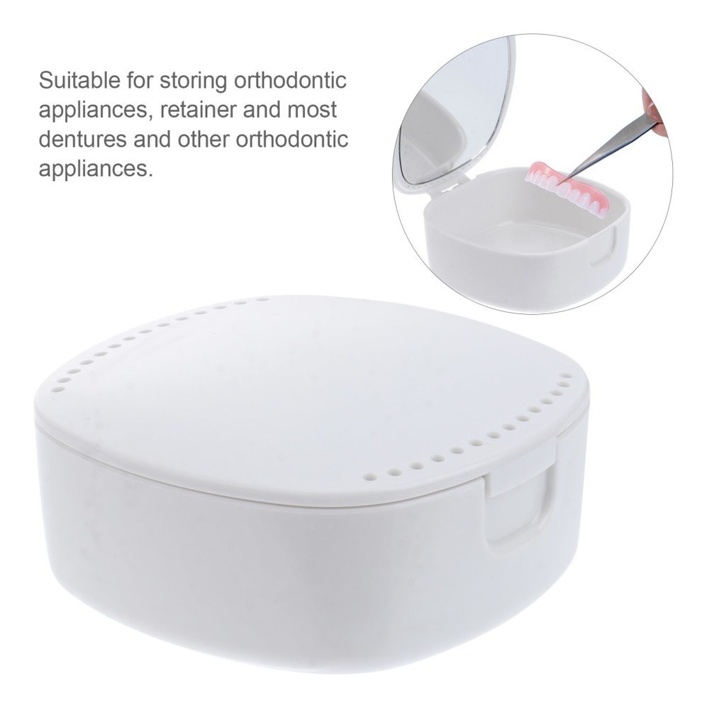Mirror Denture Case Container Accessories Storage