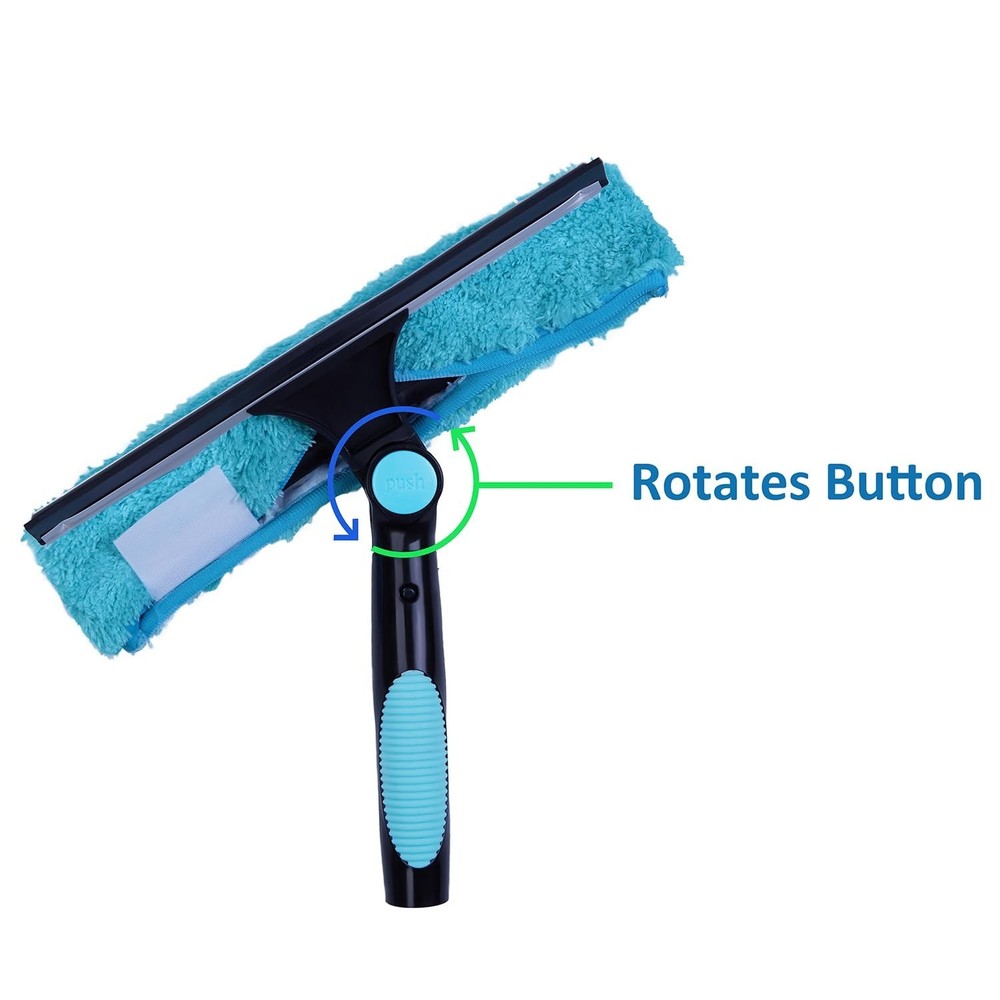 11" Window Squeegee and Microfiber Scrubber 2-in-1 Combo Cleaning Tools (Atta...