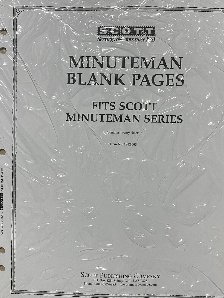 SCOTT MINUTEMAN BLANK PAGES 180Z003 PACK OF 20