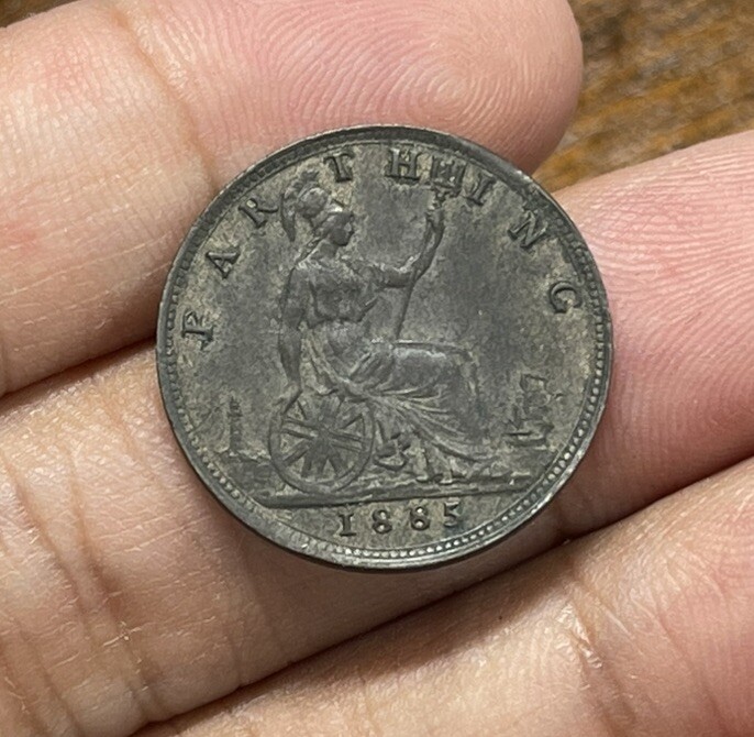 1885 Great Britain One Farthing Coin Damaged