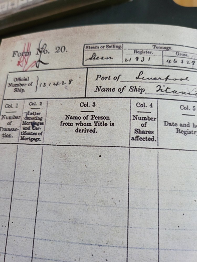 TITANIC Trans script Document Ship Antique Ephemera Disaster Historic Liverpool