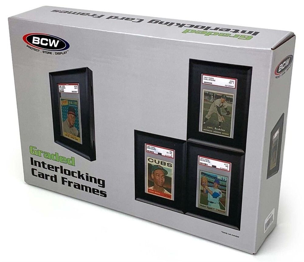 Pack of 4 BCW Black Wall Mountable Interlocking Graded Trading Card Frames