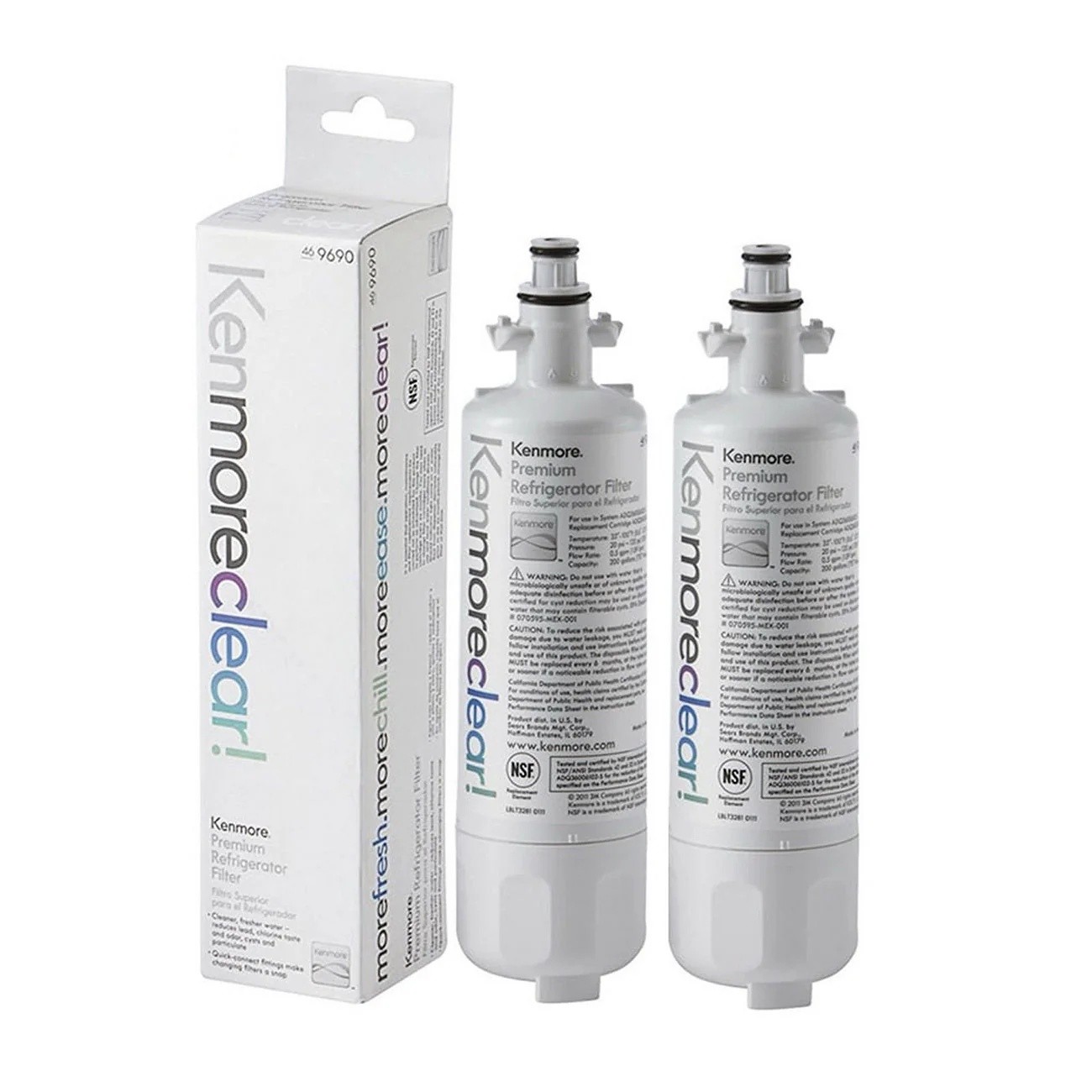 Kenmore 9690 469690 Refrigerator Water Filter 2 Pack NSF/ANSI 53 Fit ADQ36006101