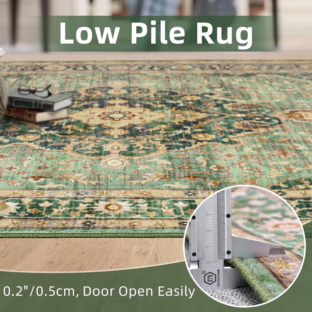 Green Rugs for Bedroom Area 5x7 5' x 7' (Rectangular), Border