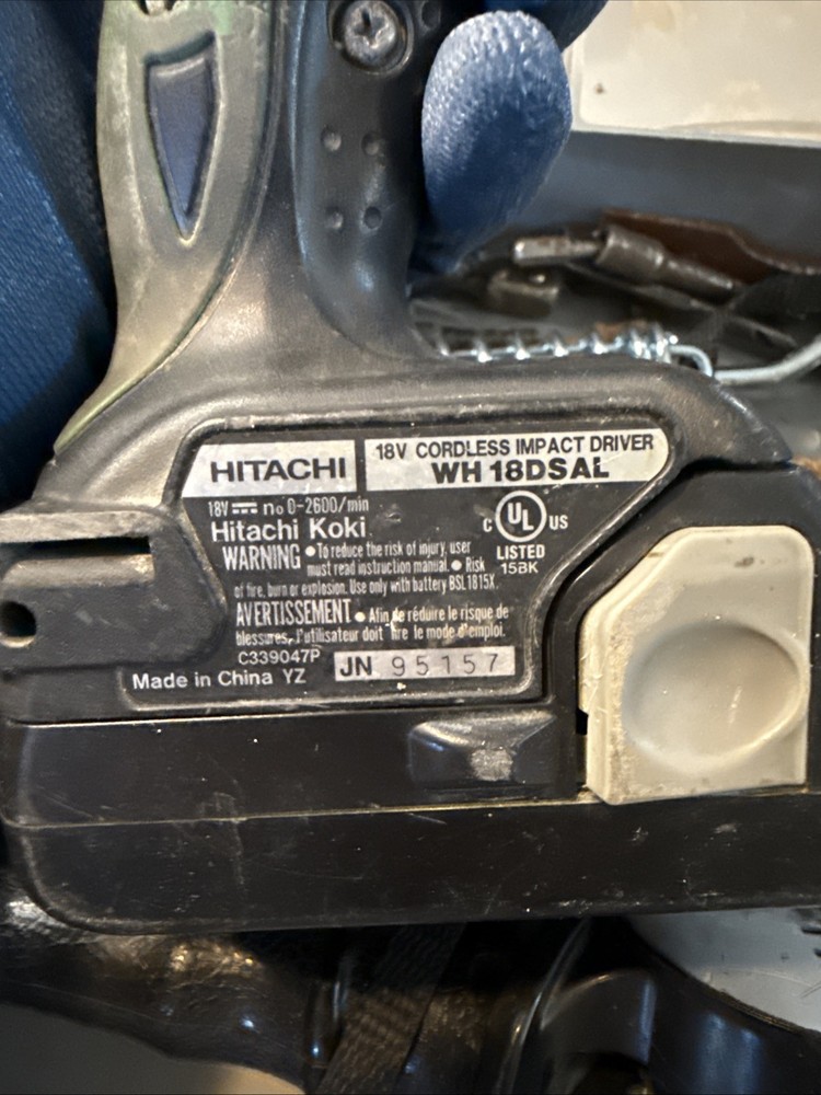 2 HITACHI DRILLS , FLASHLIGHT AND CASE, ALL UNTESTED NEEDS CHARGER