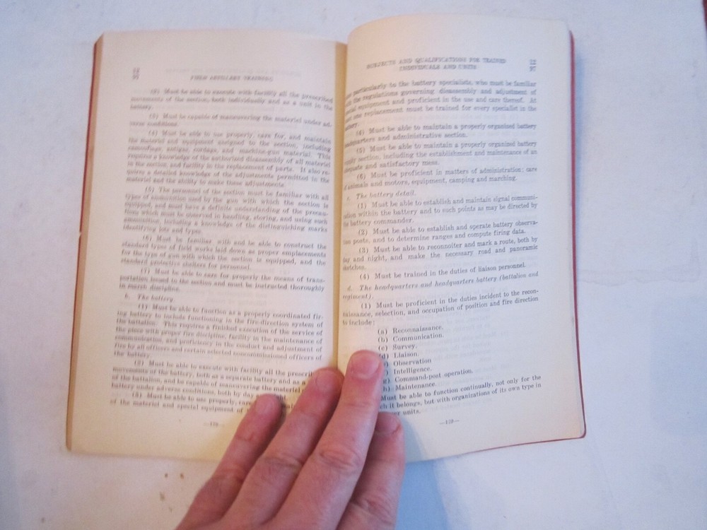 1935 U.S. FIELD ARTILLERY MANUAL ON TRAINING - TUB E