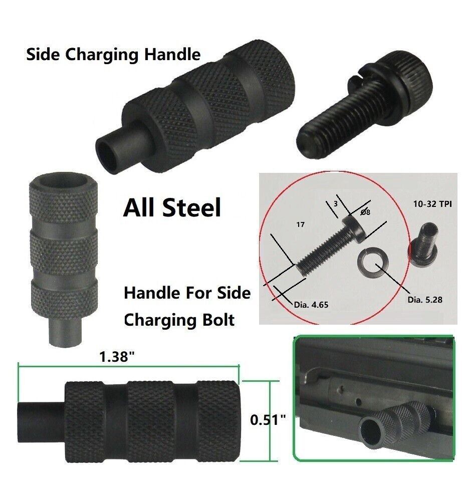All Steel Bolt Extended Handle For 223 Side Charging Bolt With Screw and Washer