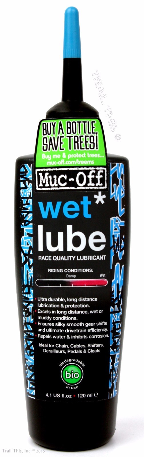 Muc-Off Wet Bicycle Chain Lubricant 4.1oz (120ml) Lube Bottle Road/MTB/CX/Fixed