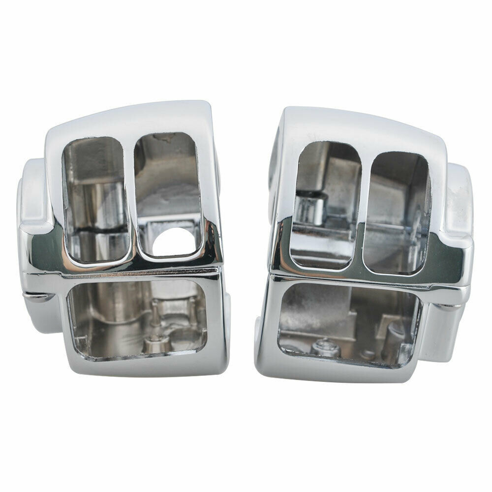 Chrome Hand Control Switch Housing Cover 6pcs Button Cap For Harley Dyna Softail