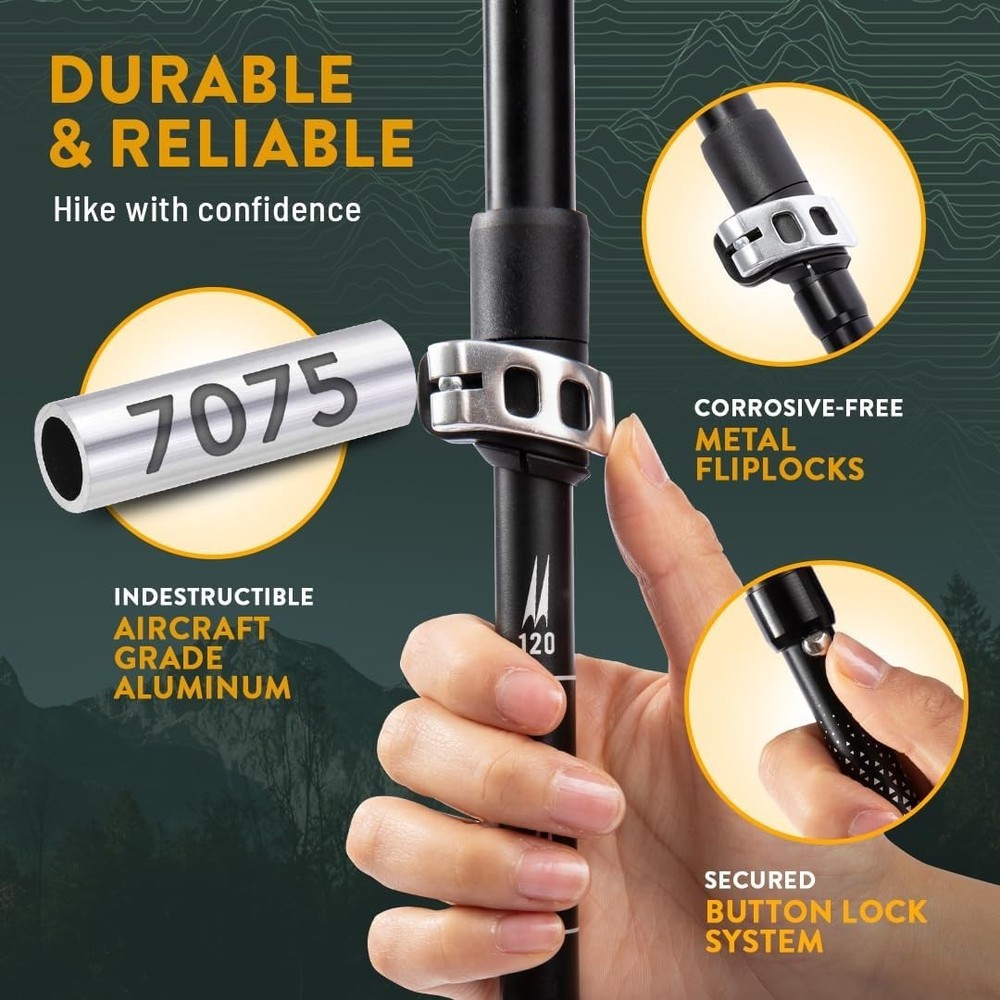 Adjustable Lightweight Trekking Poles - Compact & Foldable Aluminum