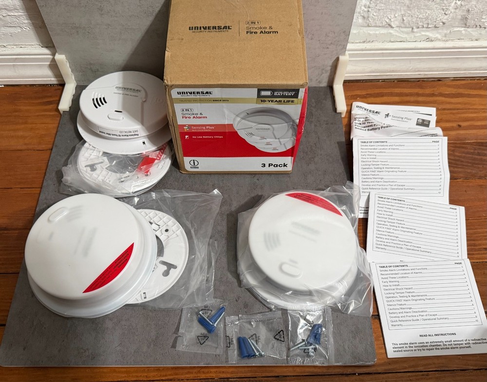 USI (3-Pack) 10-Year Battery Powered Smoke & Fire Detector w/Ionization Sensor