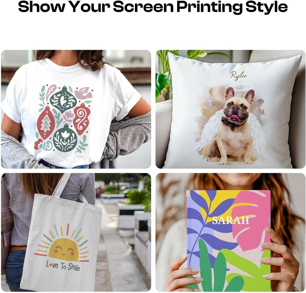 Screen Printing Kit with Durable Wooden Frame and Ergonomic Squeegee Tool