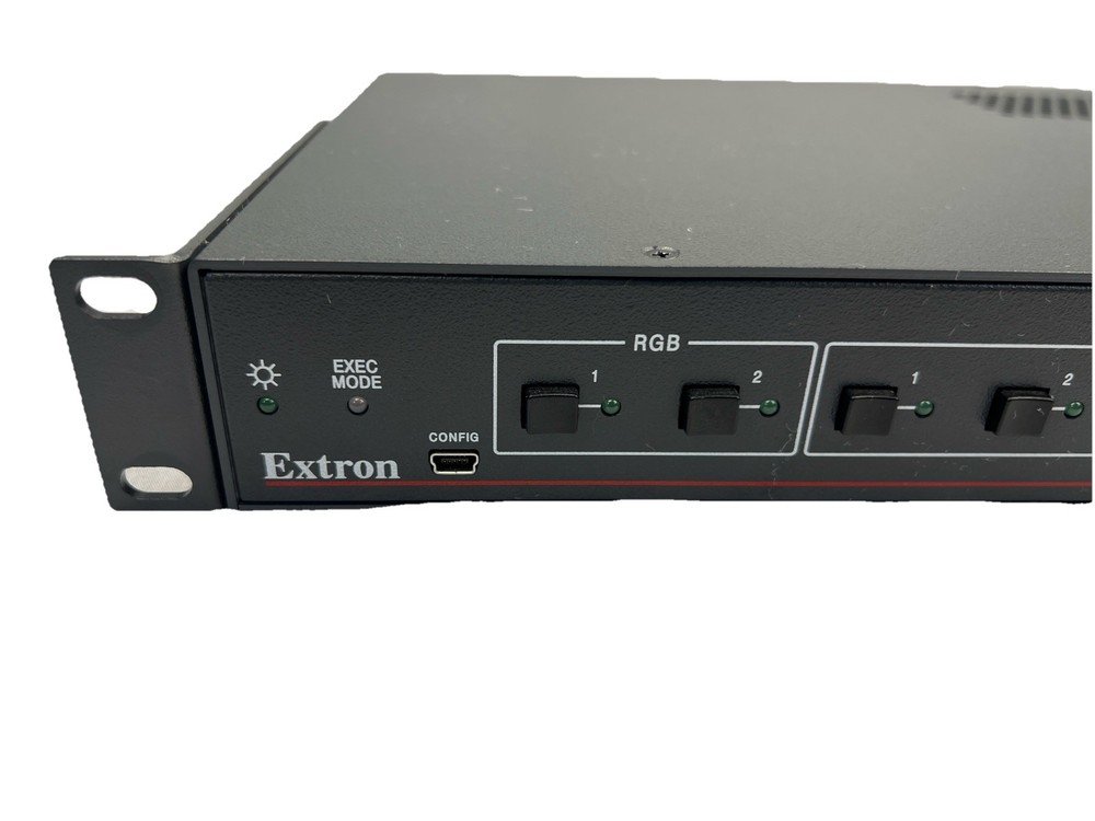 Extron MPS 602 Media Presentation Switcher with amplifier built in.