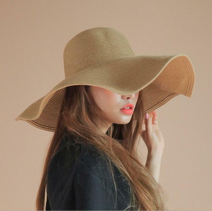 US Ship Women Summer Large Floppy Folding Wide Brim Cap Sun Straw Beach Hat Gift