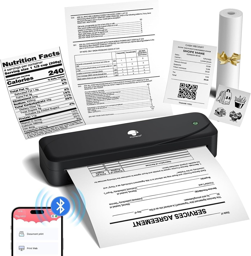 Phomemo M833 Upgrade Thermal Printer Portable Mobile Printer for US Letter LOT