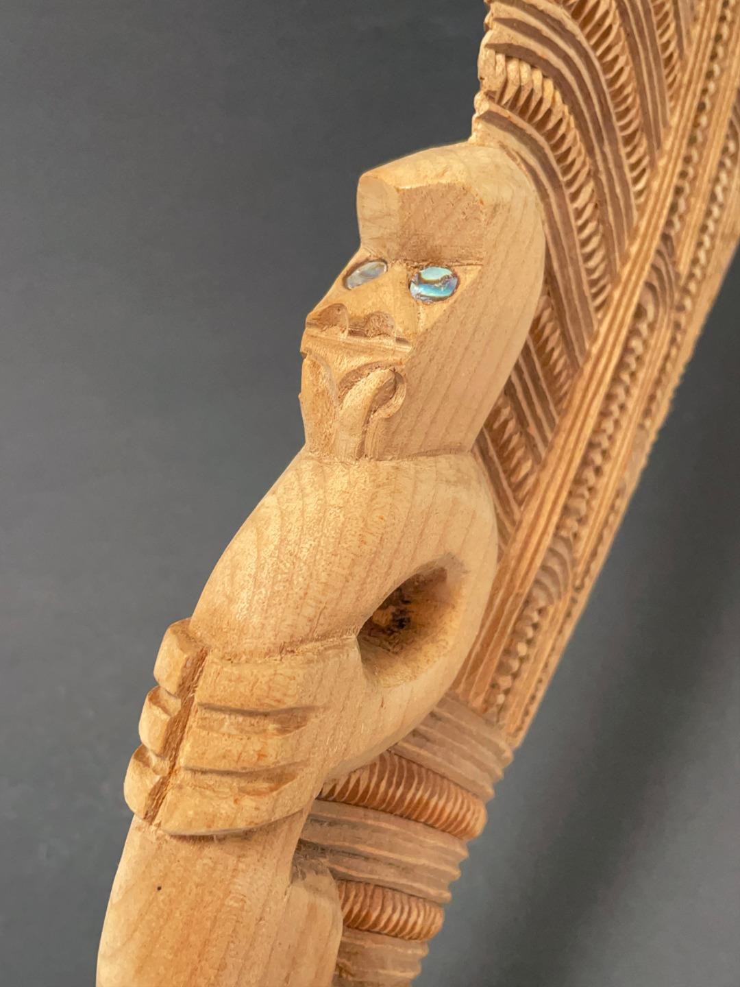 VINTAGE MAORI TIKI HANDCARVED WOODEN PATU WAR CLUB NEW ZEALAND TRIBAL ART