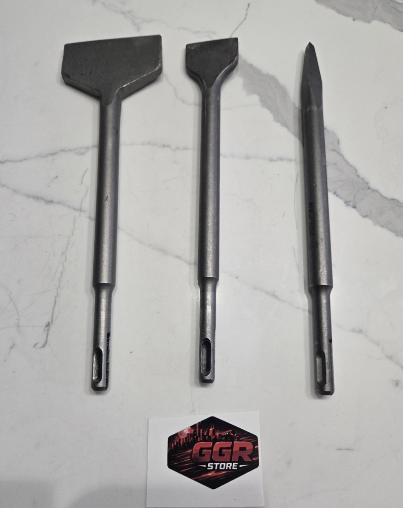 ZELCAN Chisel Set with SDS Max Shanks, 3pc 10 inch, Silver