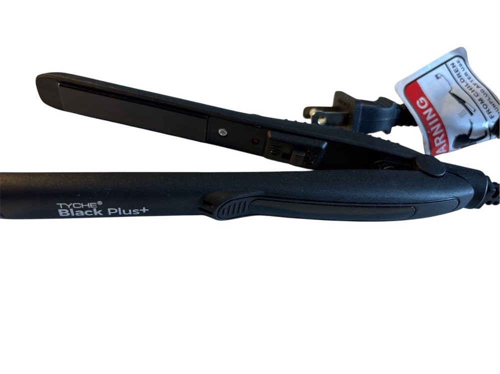 Tyche Black Plus+ Flat Iron/Packable/Ceramic Coated .50” Heating Plates/Tested