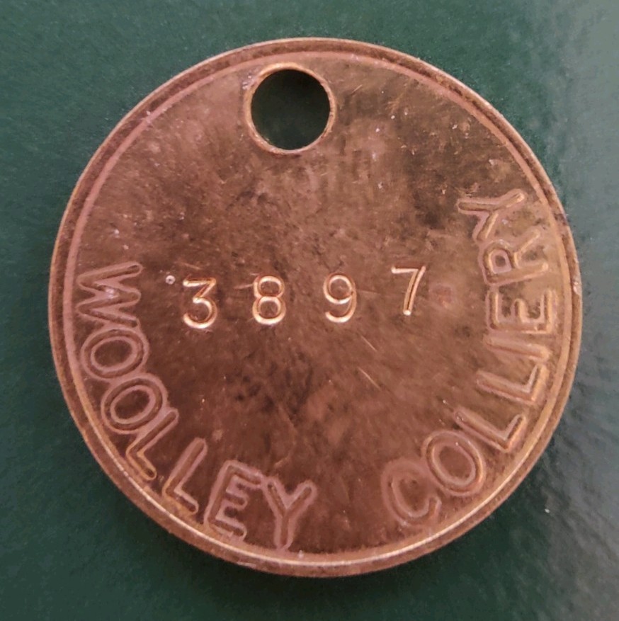 Woolley Colliery Pit Check Tally marked Woolley Colliery 3897