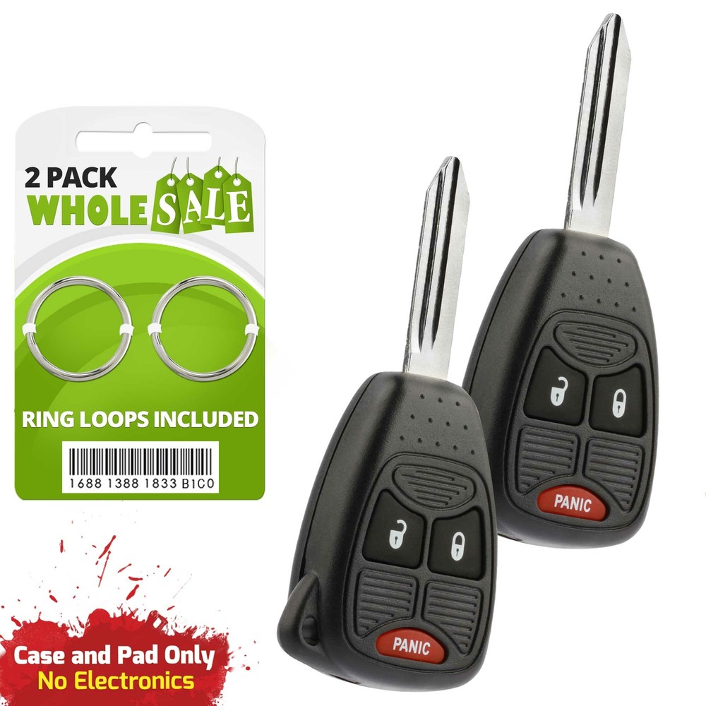 2 Replacement For 2006 2007 2008 2009 Dodge Ram Key Fob Remote Shell Case