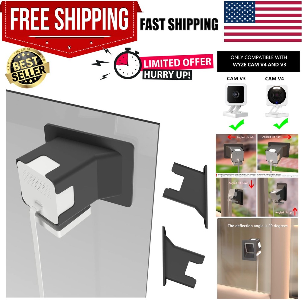 Transform Your Wyze Cam V3/V4 with 2 Pack Angled Window Mount - Easy Setup