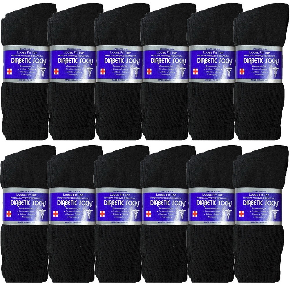 3-12 Pairs Health Circulatory Crew Cotton Diabetic Socks White 9-11 10-13 13-15