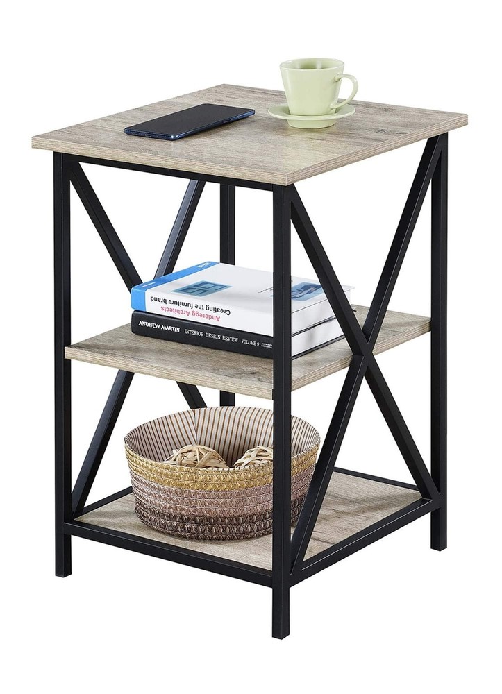 Pemberly Row Modern Three-Tier End Table in Driftwood Finish