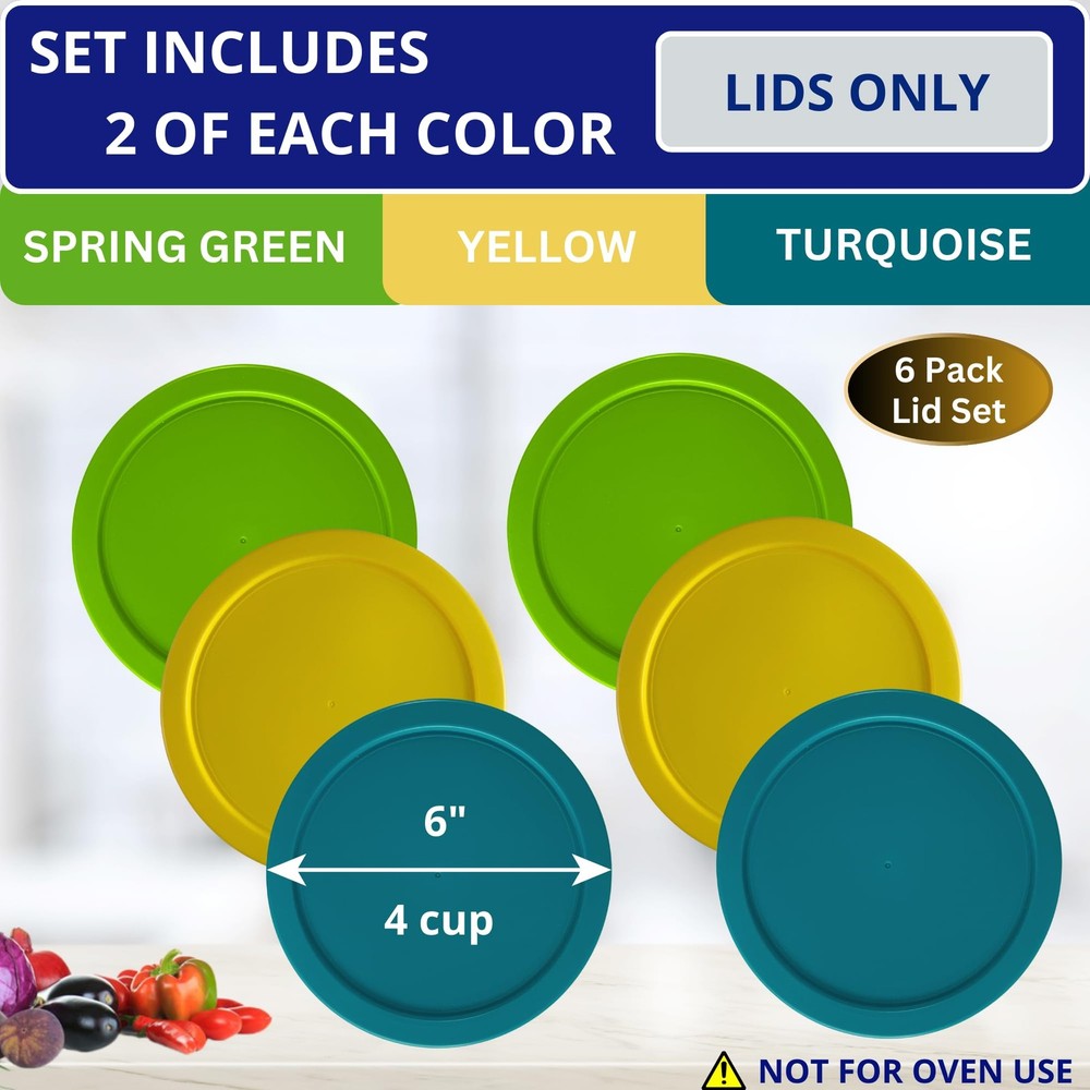 KlareWare Replacement Lids for - 4 Cup Storage Bowl Covers, BPA Free Plastic ...