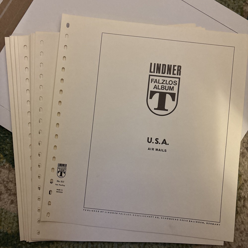 Rare! LINDNER FALZLOS USA Airmail hingeless 10 pages w/ Stamps