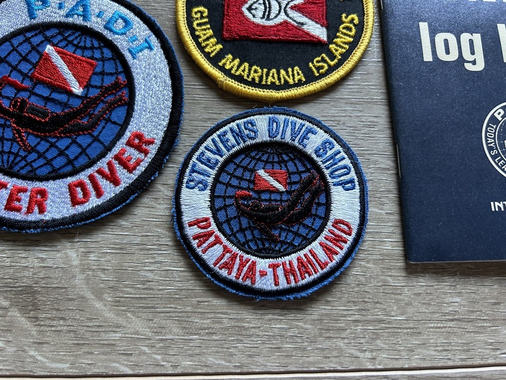 P.A.D.I. Diving Log Book & Open Water Diving Diver Patch Lot