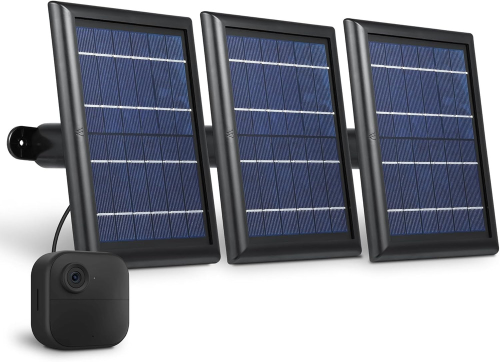 Outdoor Camera Solar Charging Kit  Built In Battery Long Cable Adjustable Mount
