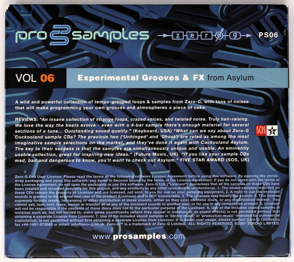 Zero-G Pro Samples 06 Experimental Grooves Sample/Sound Library/Sampling 2 CD