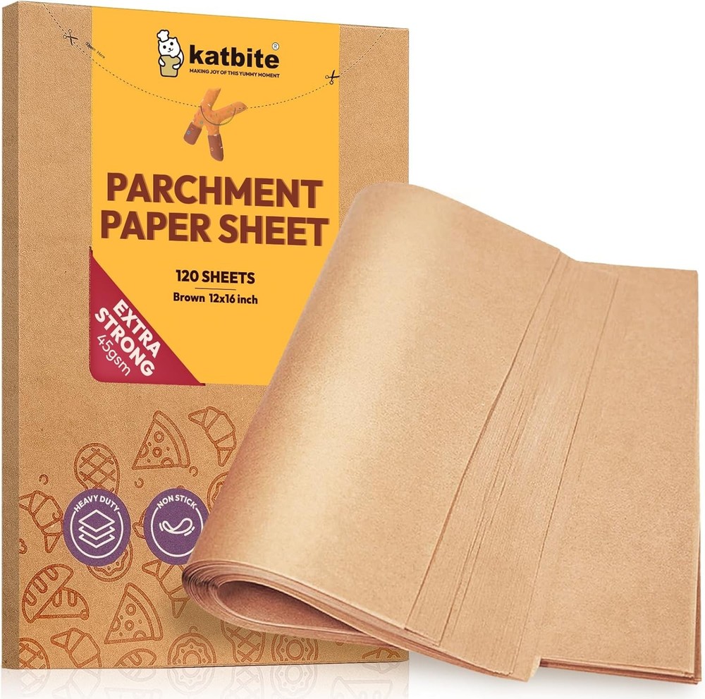 Katbite Unbleached Parchment Paper Baking Sheets, Precut Parchment Paper