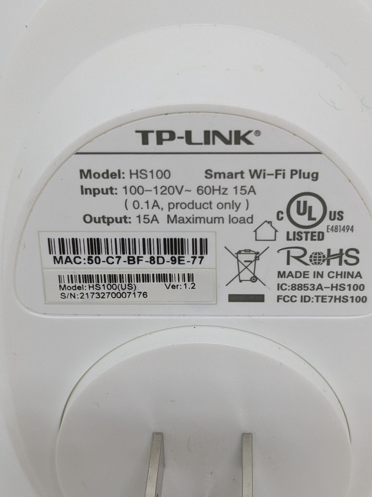 TP-Link HS100 Wi-Fi Smart Plug Google Assistant Alexa Compatible