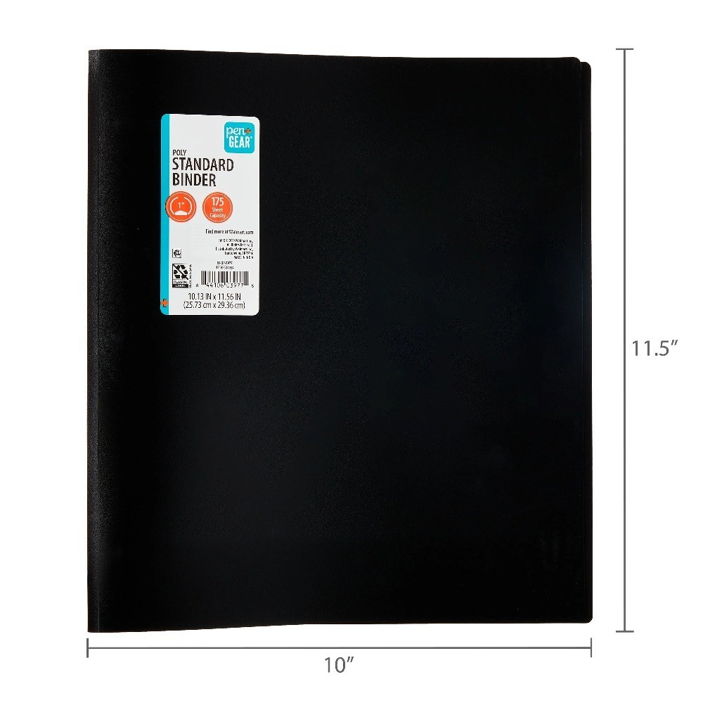 Round Ring Binder 1 Inch Black 6 Pack Poly Standard
