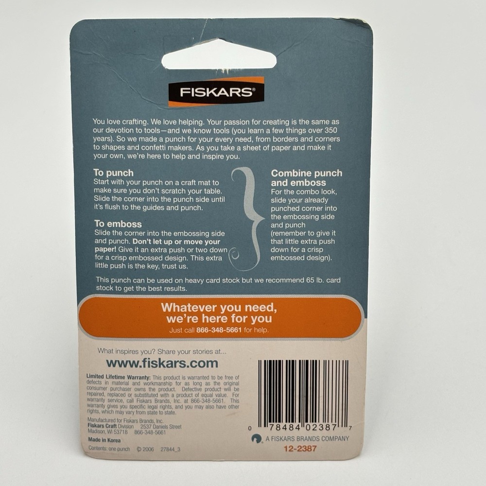 Fiskars Corner Combo Emboss & Punch - Heritage - 2387 - NEW